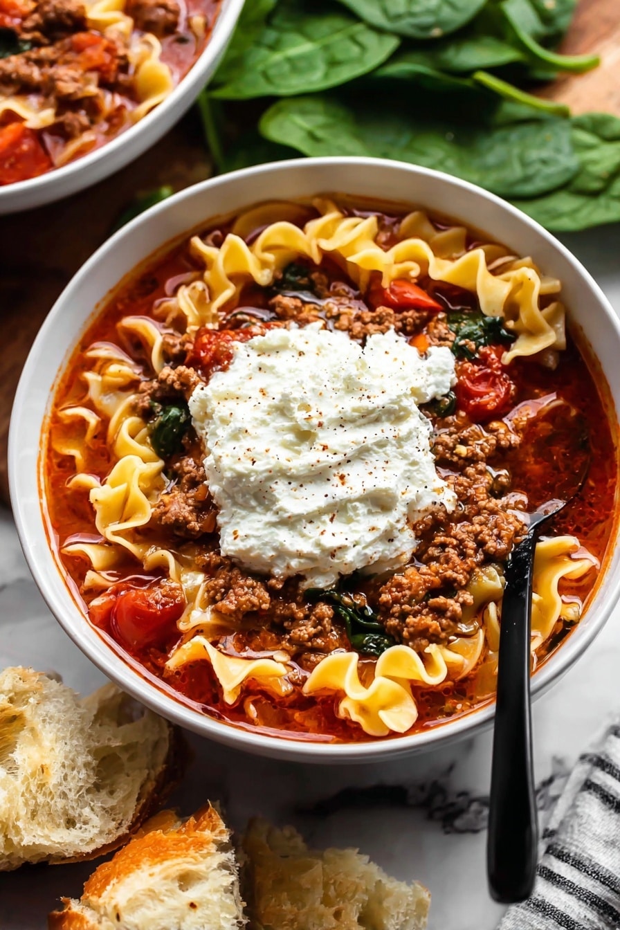 Lasagna Soup - Serving Suggestion
